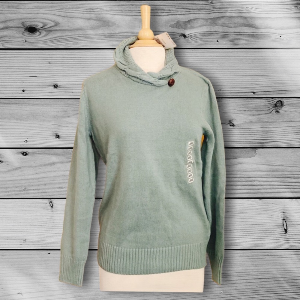 Vintage Jeanne Pierre Seafoam Cowl Neck Sweater - Picture 2 of 13